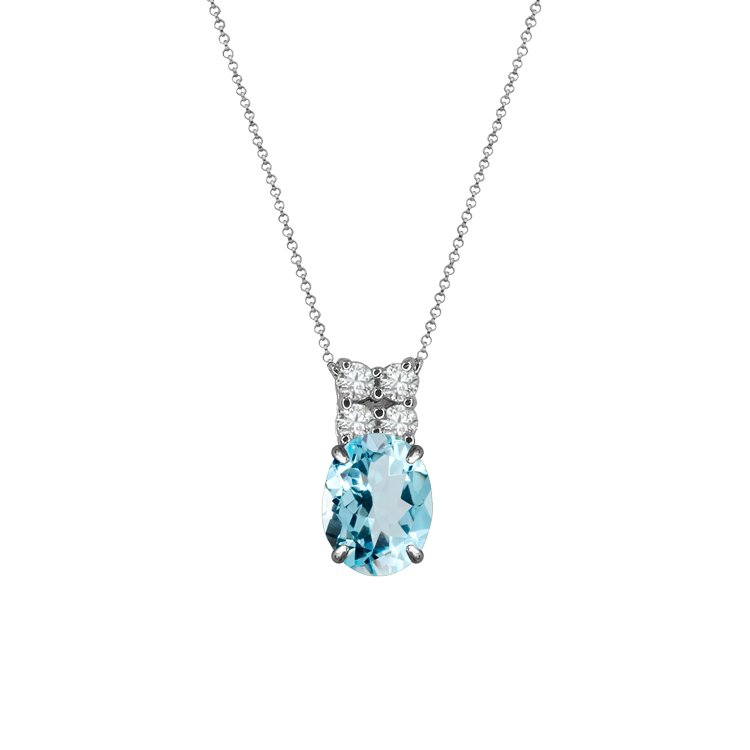 Colar Topázio Sky Oval + 4 Diamantes - Santé Joias