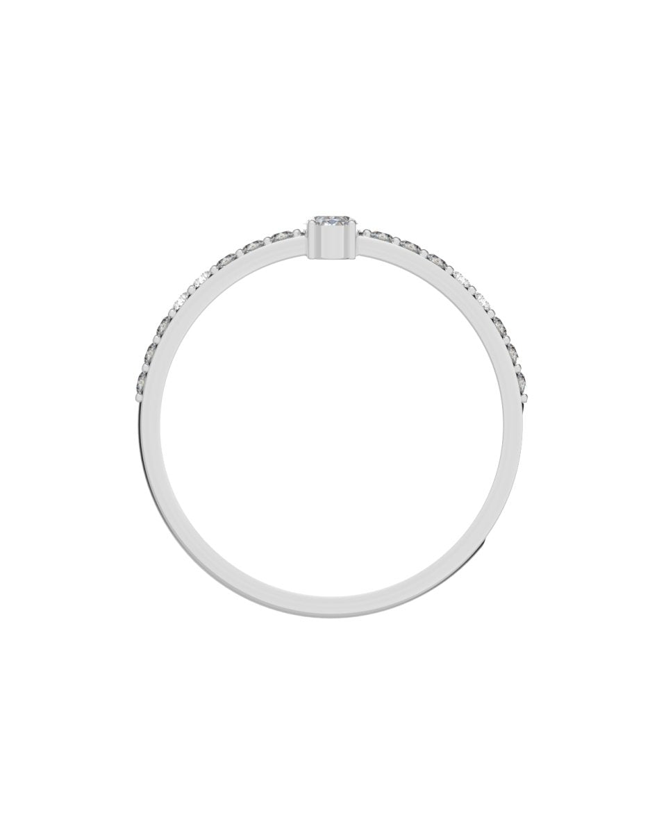 Anel Diamante Oval 0.25ct + Diamantes em Ouro 18k - Santé Joias